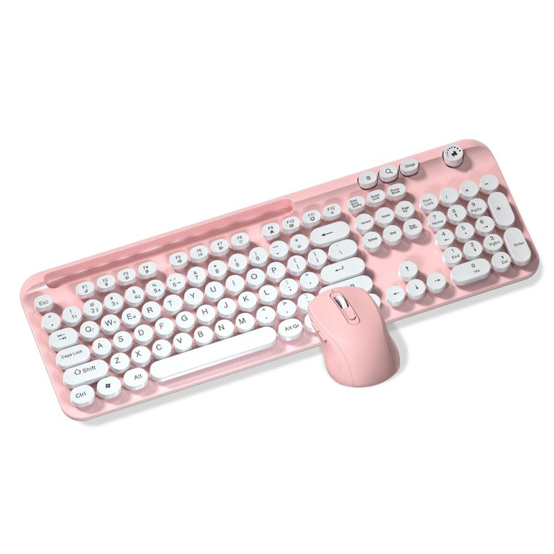 Bluejw Wireless Gaming Keyboard and Mouse Combo, Dual Mode 2.4G BT, Round Keycaps, Portable Mixed Color Set with U-Slot - Image 1